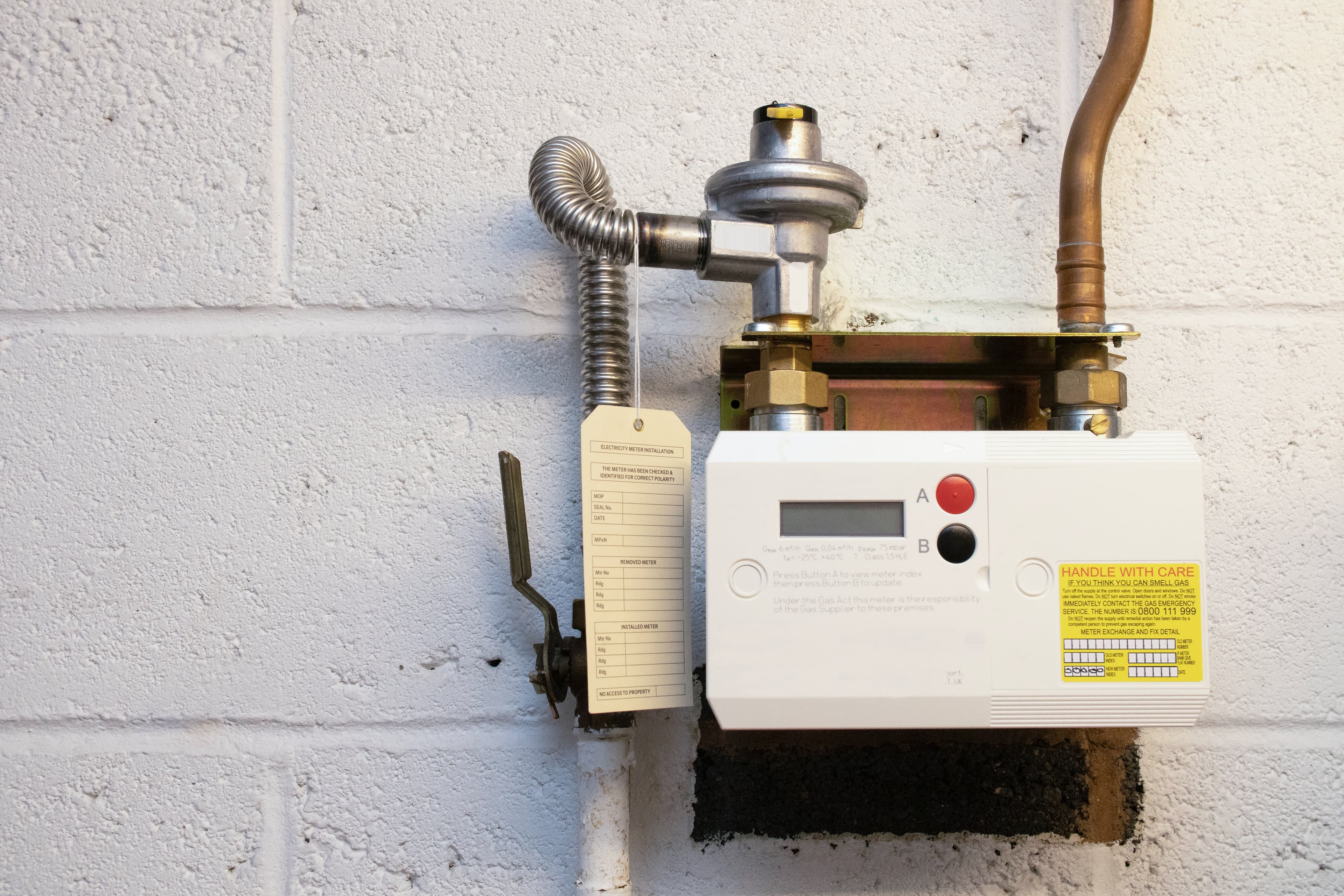 A commercial gas meter on a business premises